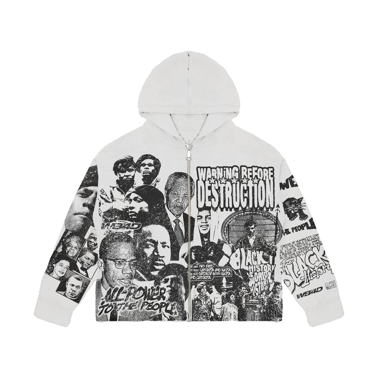 Black History Month Zip-up Hoodie - White