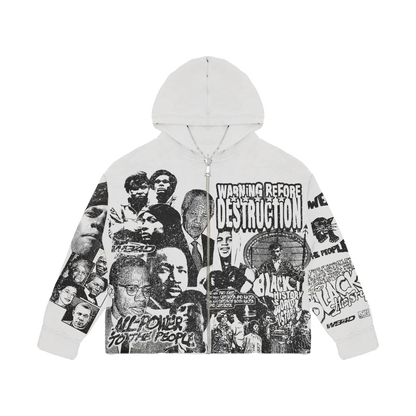 Black History Month Zip-up Hoodie - White
