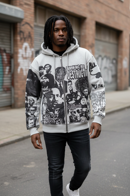 Black History Month Zip-up Hoodie - Grey