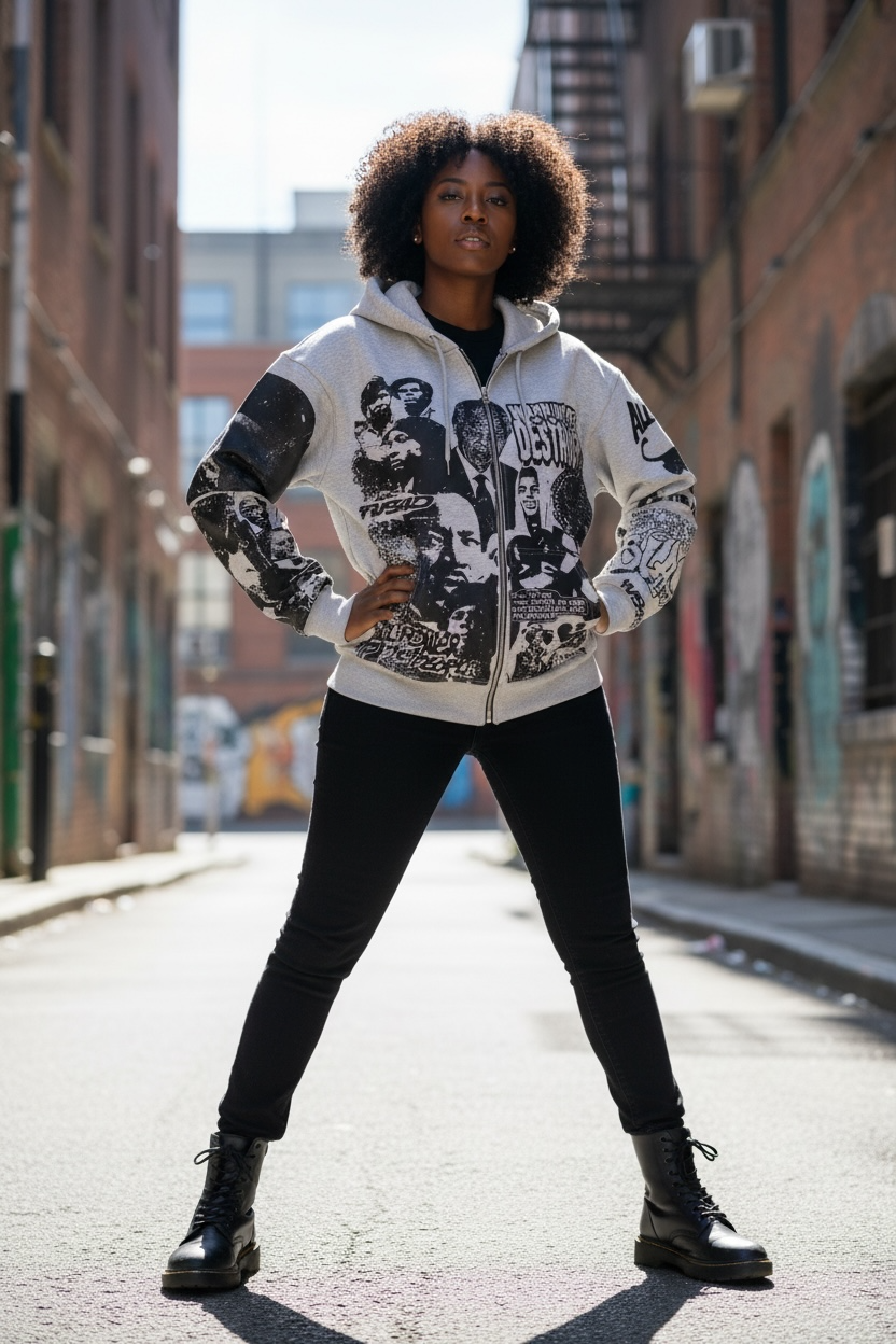 Black History Month Zip-up Hoodie - Grey