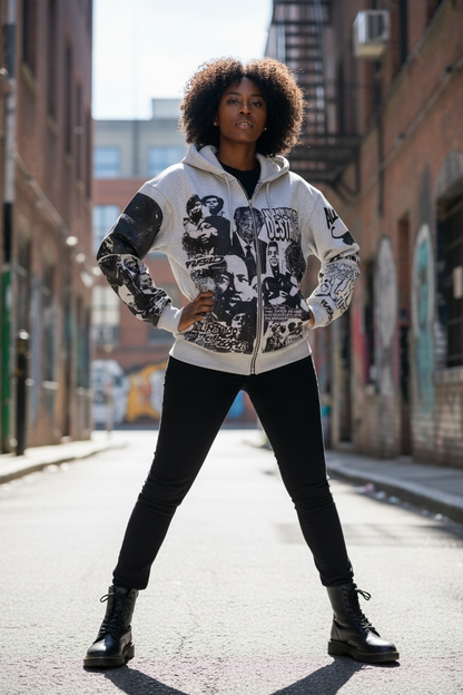 Black History Month Zip-up Hoodie - Grey